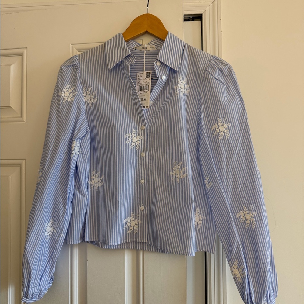 Mango Blue Striped Shirt